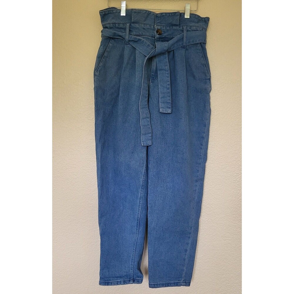 Who What Wear Jeans Womens 8 Blue Paper bag Tapered Mom High Rise Medium Denim